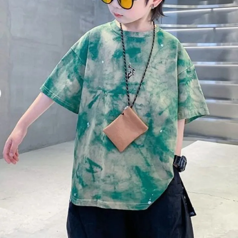 Boys' Summer T-Shirt Loose Fit Gradient Tie Dye Casual Top for Toddler To Teen Boys​