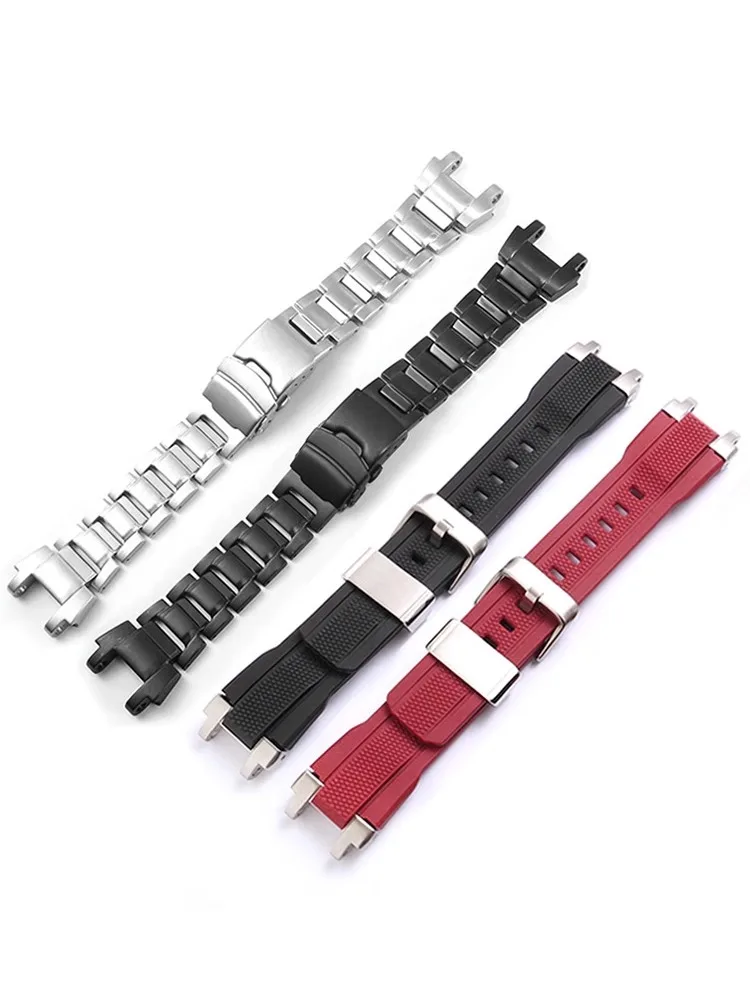 Rubber Watch Strap For Casio G-SHOCK MTG-B1000 G1000 Durable Silicone Watchband Concave Port Men\'s Stainless Steel Bracelet