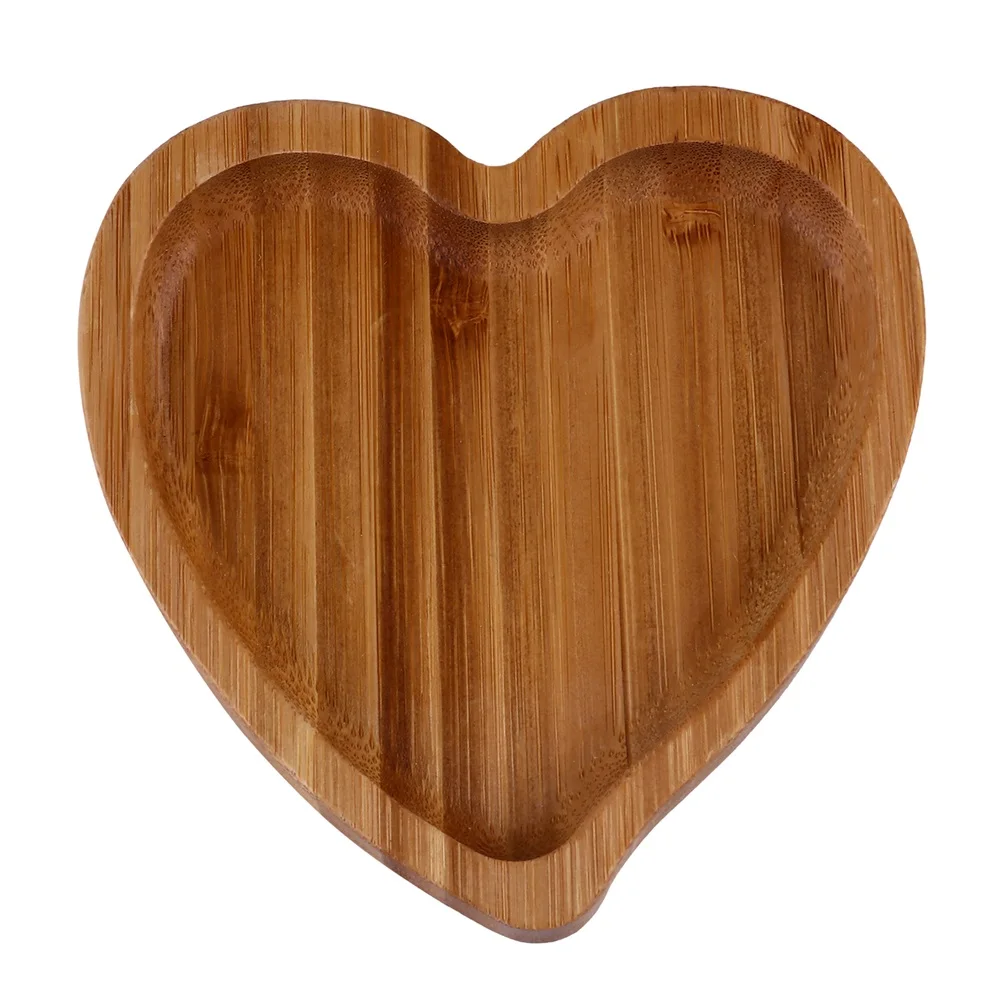 

1pcs Heart Shaped Bamboo Wood Tray Small Size Lovely Jewelry Organizer Dish for Bedroom Bathroom Decor Storage