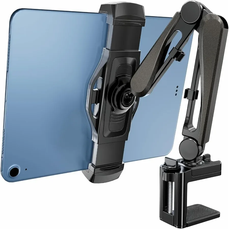 

iPad Stand for Desk Headboard Tablet Mount with Cable Management Tablet Holder for Recording Fing Black