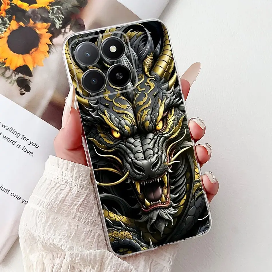 Phone Case For Honor X5b Plus X6b X7b X8b X9b 2024 New Fashion Dragon Tiger Design Soft Silicone TPU Case
