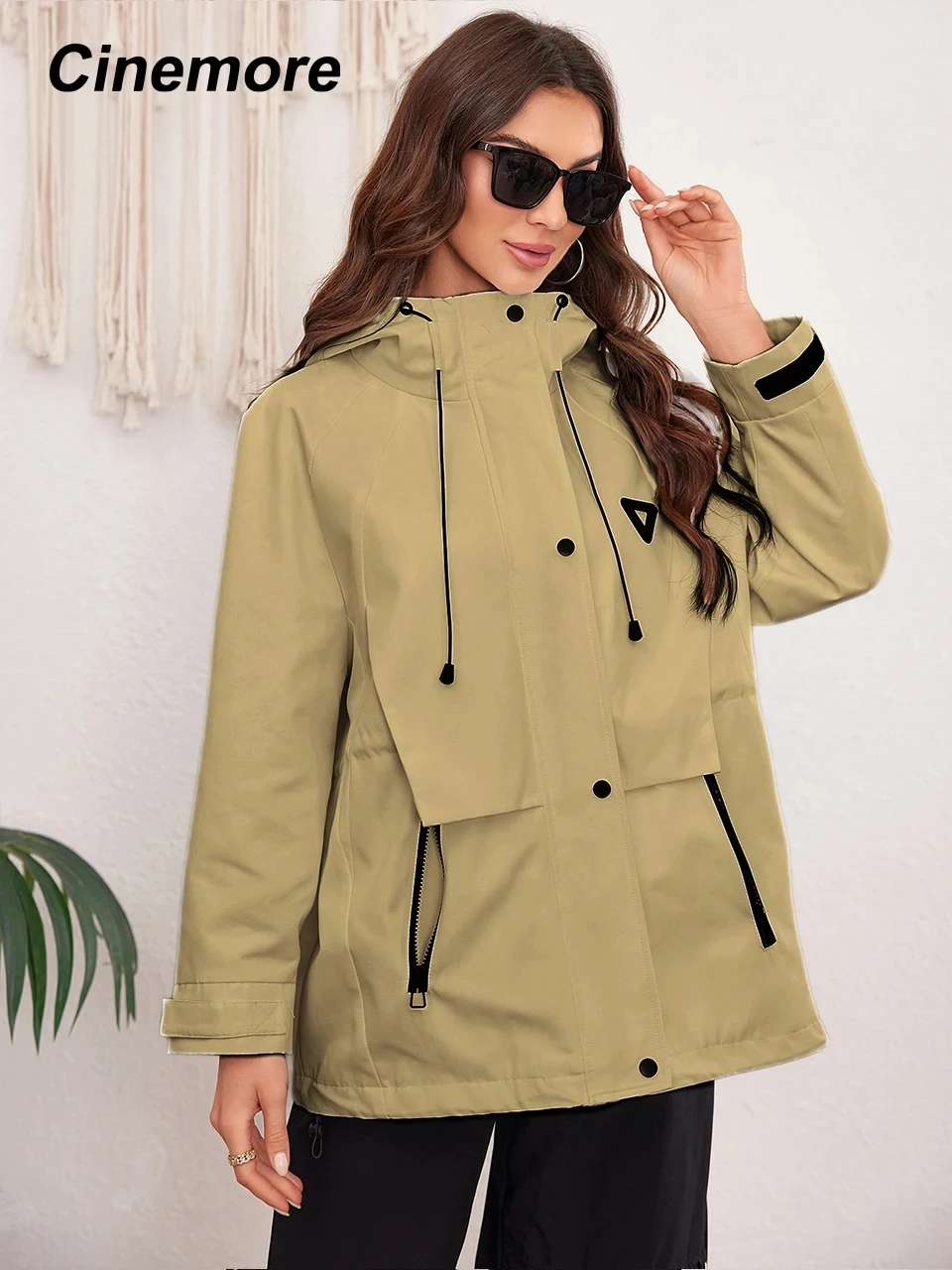 

Cinemore Autumn Long Trench Coat for Women Casual Windbreaker Jacket Double Breasted Lapel Belted Overcoat Female Chic LDJYX-002