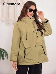 Cinemore Autumn Long Trench Coat for Women Casual Windbreaker Jacket Double Breasted Lapel Belted Overcoat Female Chic LDJYX-002