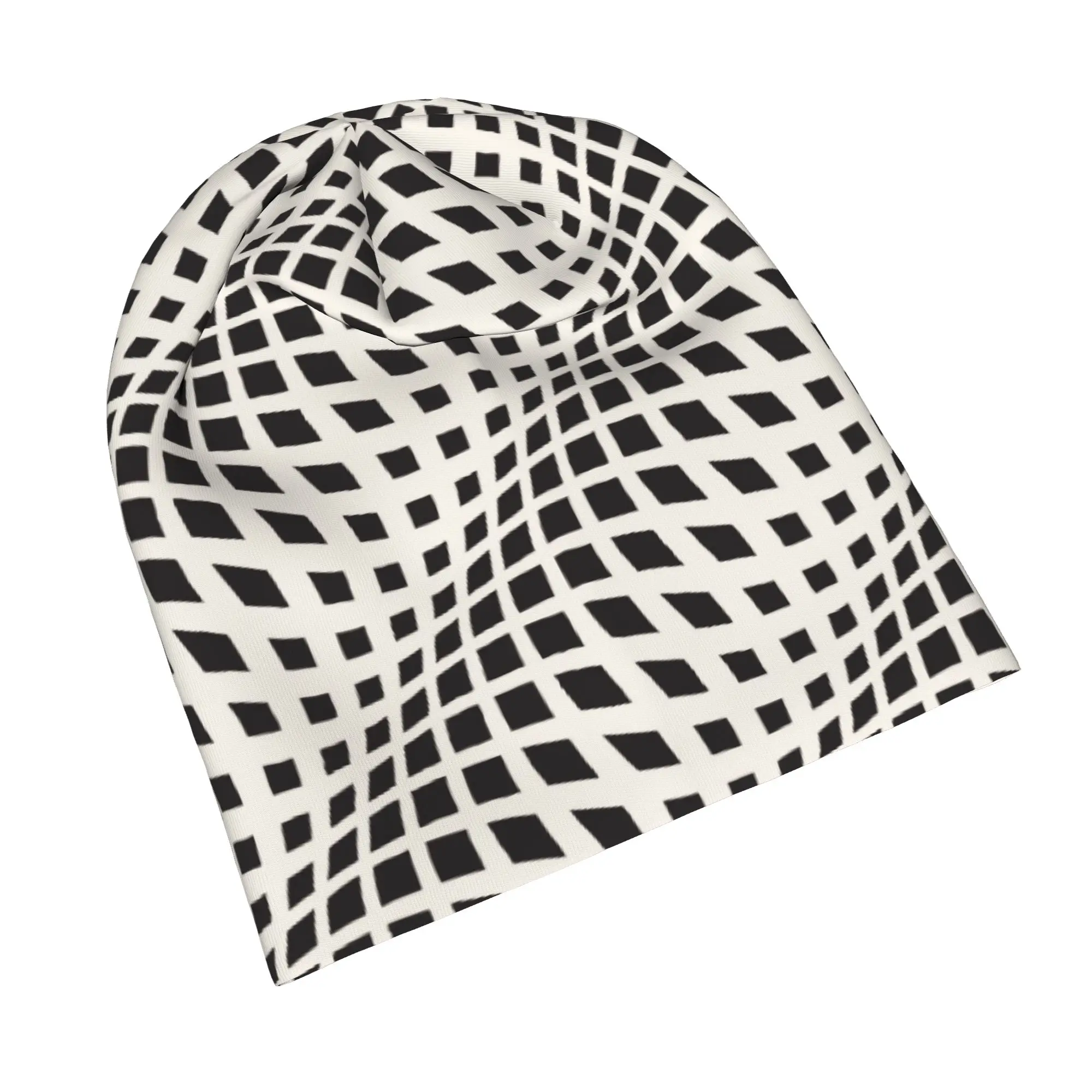 Lightweight  3D Wavy Crossed Stripes Slouchy Beanie for Men Women Cycling Skull Cap