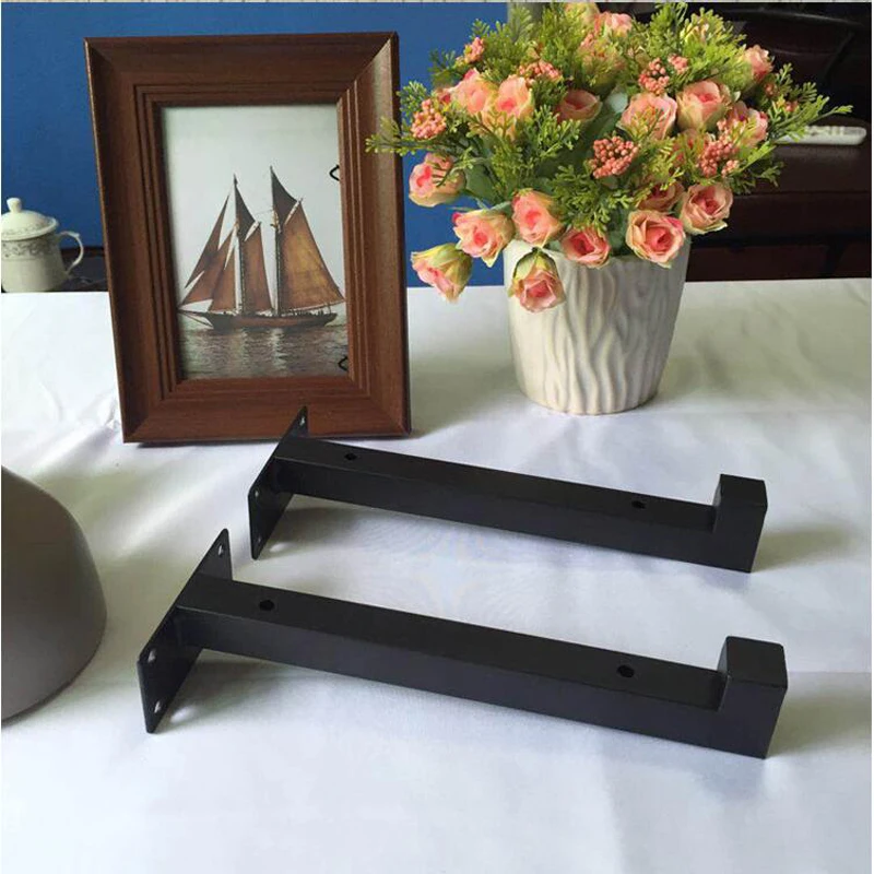 Black 20/30CM Wall Mounted Single Layer Board Wrought Iron Bracket Metal Wooden Partition Board Support Furniture Shelf Brackets