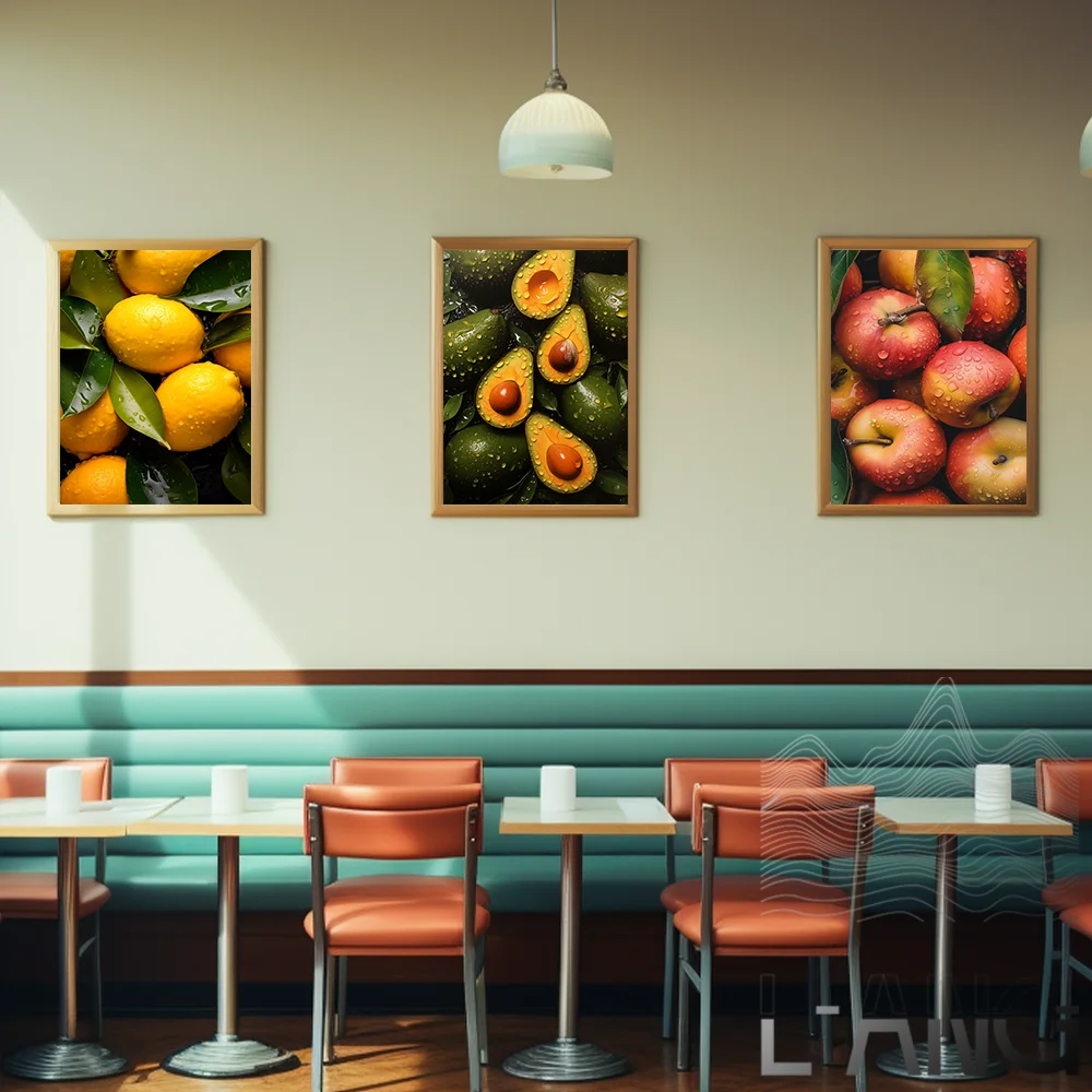 

Fruit arrangement Combination Apple Strawberry banana Avocado Art poster Living Room Bedroom Home decor Canvas Painting Original