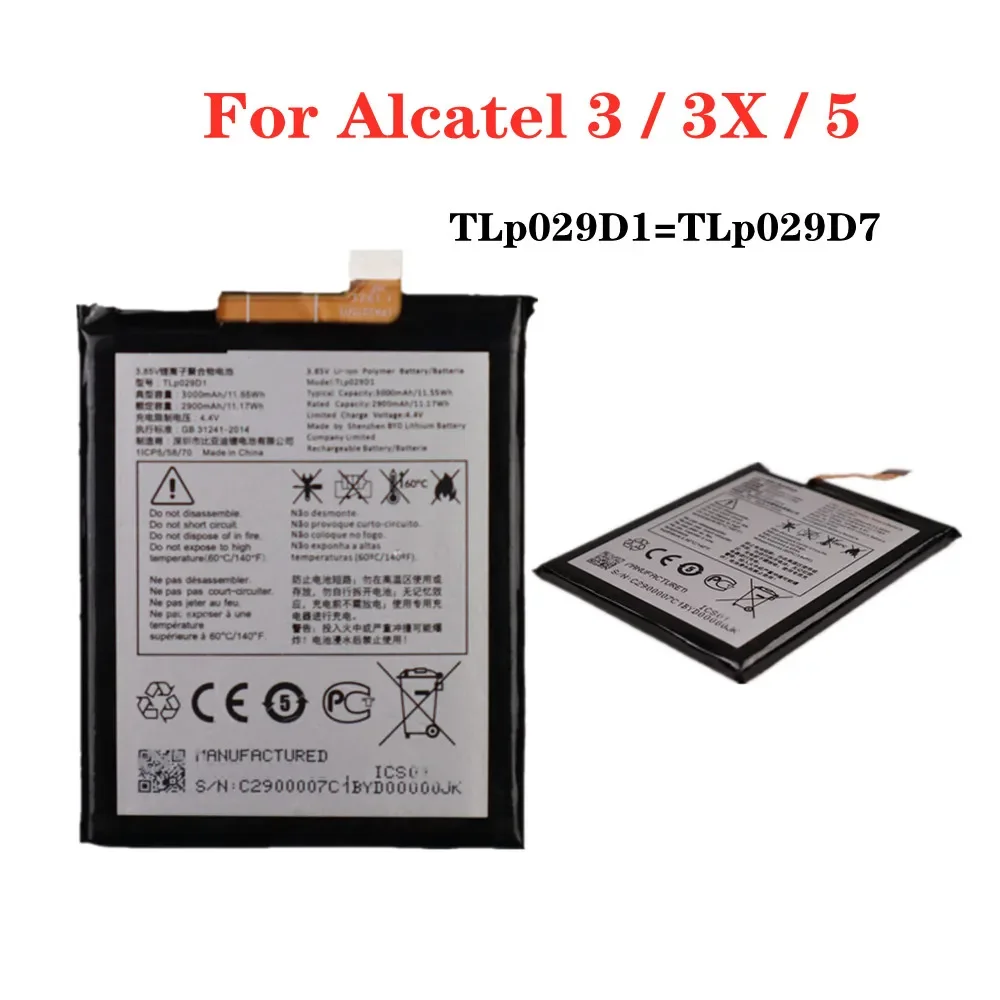 3000mAh TLP029D1 TLp029D7 Battery For Alcatel 3 3X 5 TCL V760 Y660 OT-5052D 5052Y 5058 OT-5086D OT-5034D OT-5008Y Phone Battery