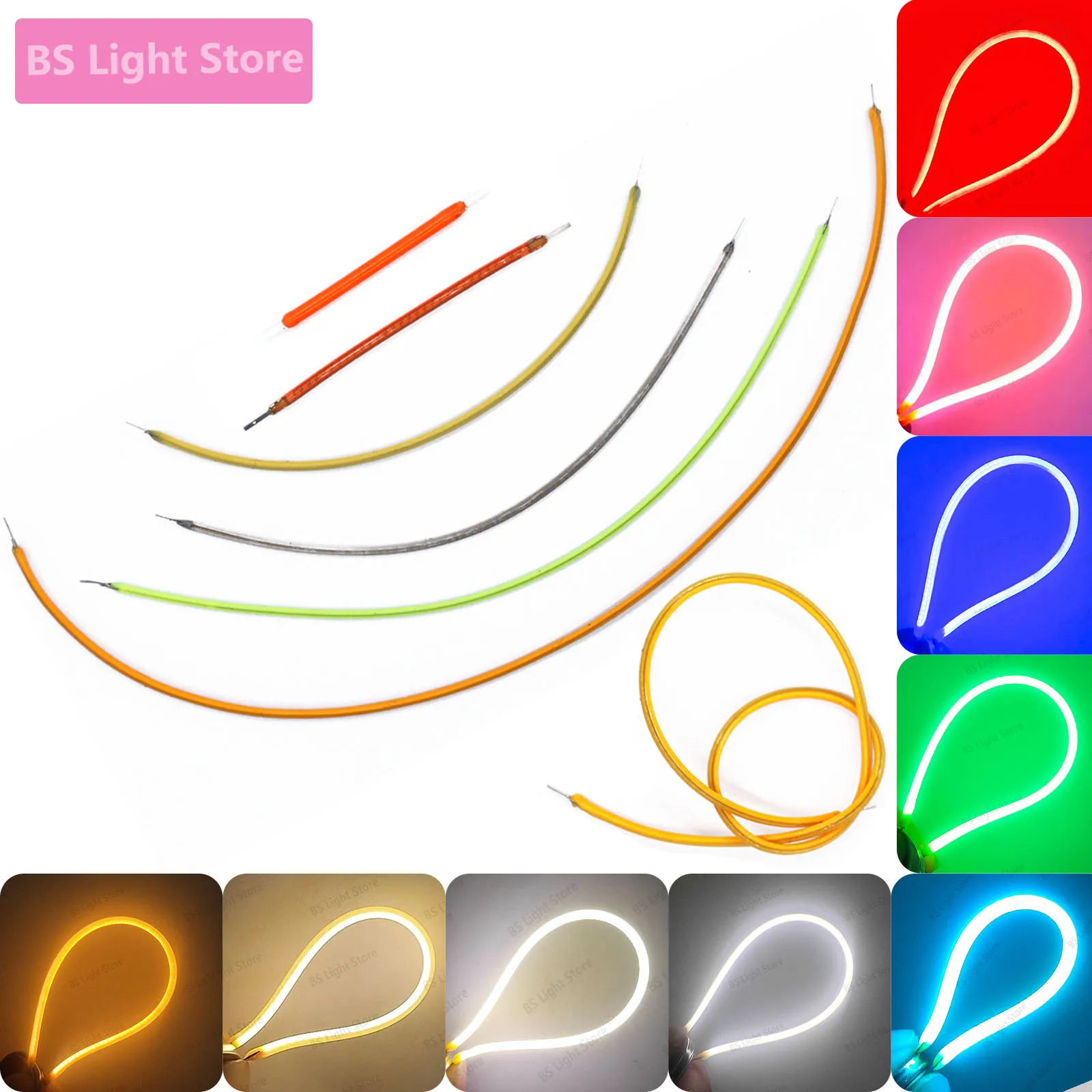 DC3V LED Filament 2200K Warm Neutral Cold White Red Green Blue Pink White DIY 38mm 60mm 80mm 95mm 130mm 145mm 185mm 260mm 300mm