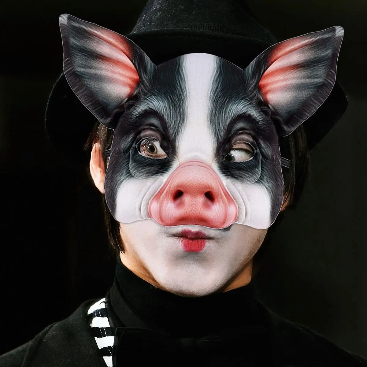 หน้ากากหมู น้ำหนักเบา ดีไซน์รูปสัตว์ สำหรับงานเทศกาล ปาร์ตี้ ฮาโลวีน งานเต้นรำสวมหน้ากาก ครึ่งหน้า หน้ากากหมู อุปกรณ์เสริมสำหรับงานปาร์ตี้
