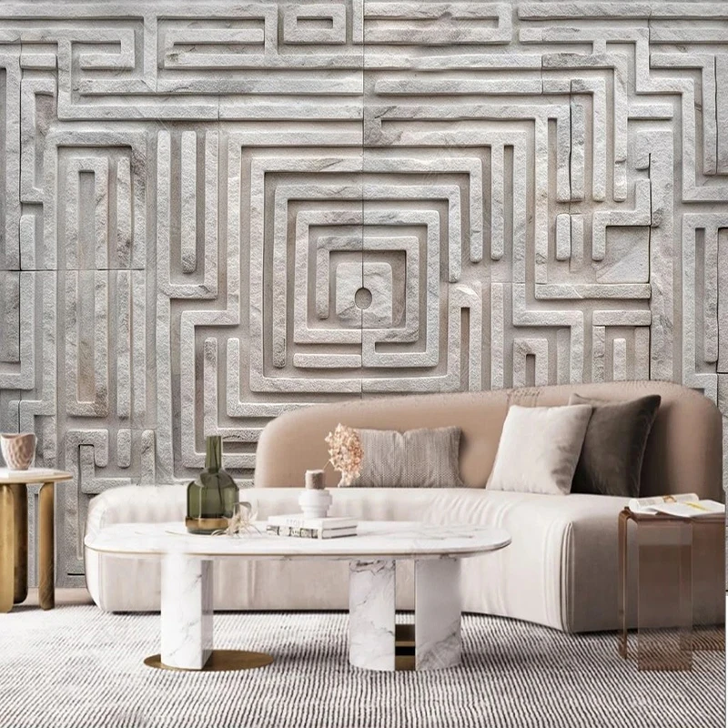 Custom Any Size 3D Modern Stone Relief Pattern TV Background Wall Mural Wallpaper For Bedroom Papel De Parede Home Décor Tapety