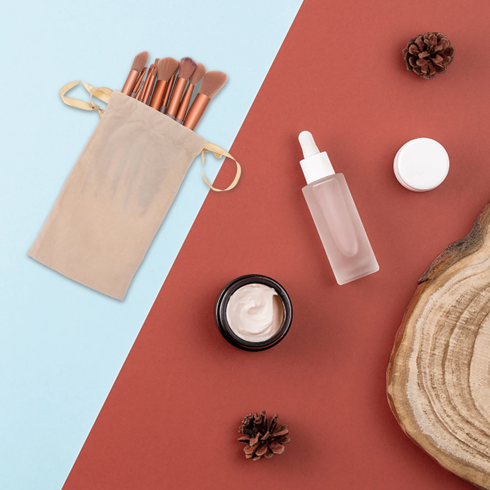 1Set Makeup Brush Set Soft Supple Bristles Face Beauty Tools for Daily Travel Use Long Handle Powder Applicator Blush Brush