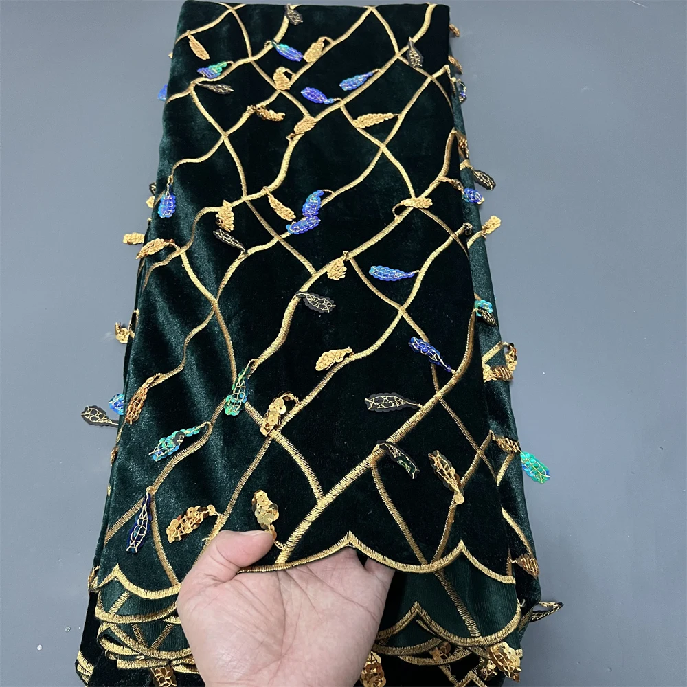 قماش دانتيل مخملي مطرز نيجيري أفريقي، للنساء، فستان زفاف، تول، أقمشة قطنية بالمتر، جودة عالية، 2025,5 ياردة