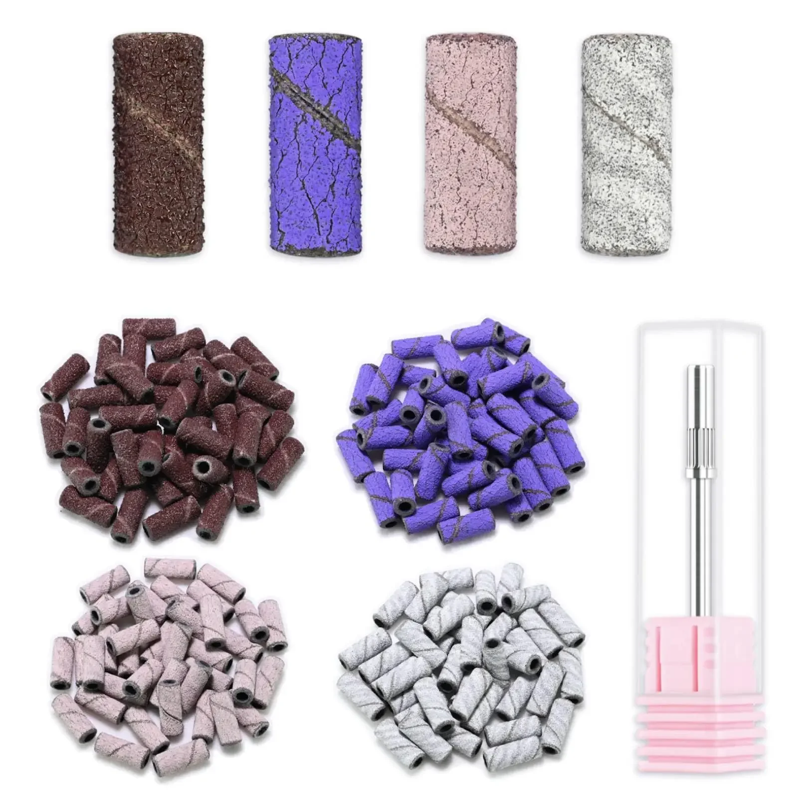 Set di fasce abrasive piccole da 50 pezzi Design di aggiornamento lima per unghie da 3.1mm per manicure e Pedicure in Gel per unghie acriliche con punta a mandrino piccola