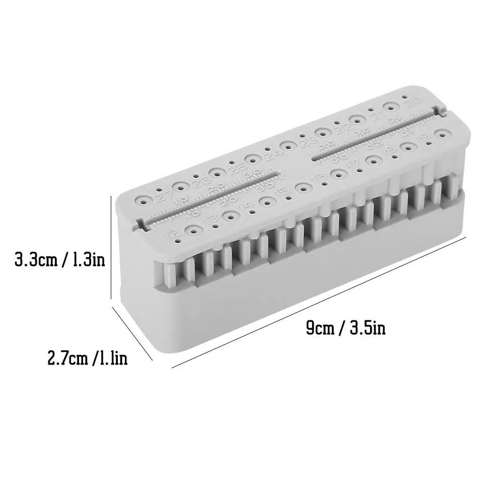 Régua de medição autoclavável Mini Endo, Instrumento Odontológico Plástico para Dentista, Cor Azul e Cinza, 9x2.7x3.3cm