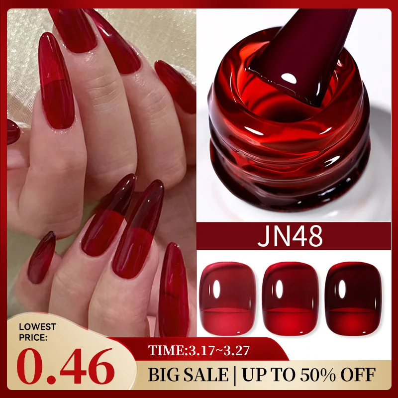 BORN PRETTY 10ml Blood Red Jelly Gel Nail Polish Halloween Nails Art Gel Polish Sheer Translucent Nail Gel for Winter Manicure