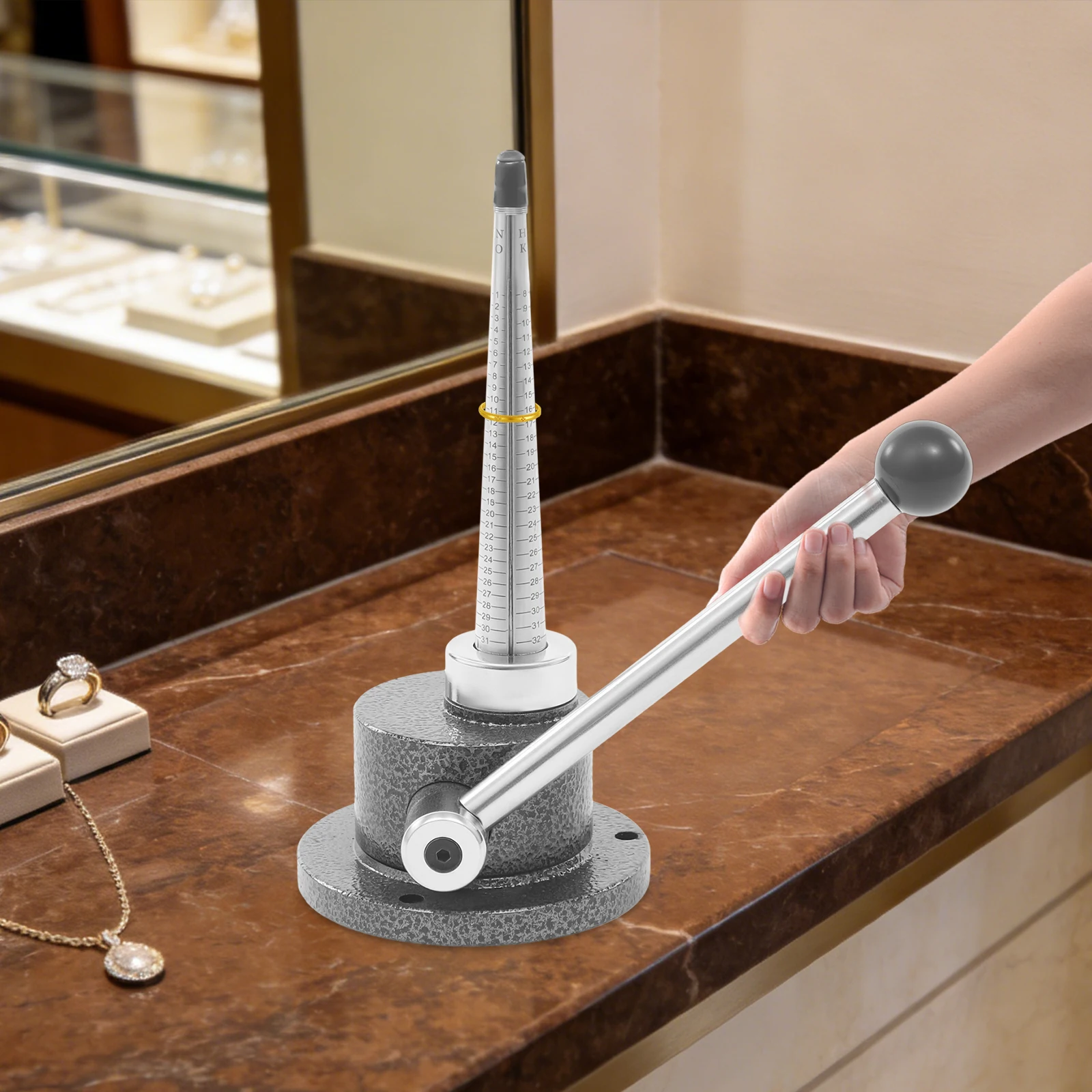 Élargisseur d'anneaux en acier, façonneur d'anneaux avec 4 lames d'agrandissement, étireur d'anneaux pour les réparations de bijouterie, les particuliers