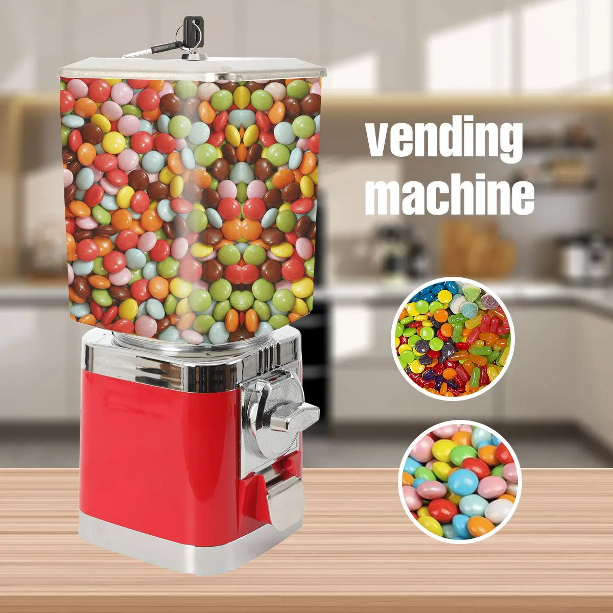 Image of Süßigkeitenautomat mit Schublade, Quadratischer Verkaufsautomat, Gummi-Verkaufsautomaten