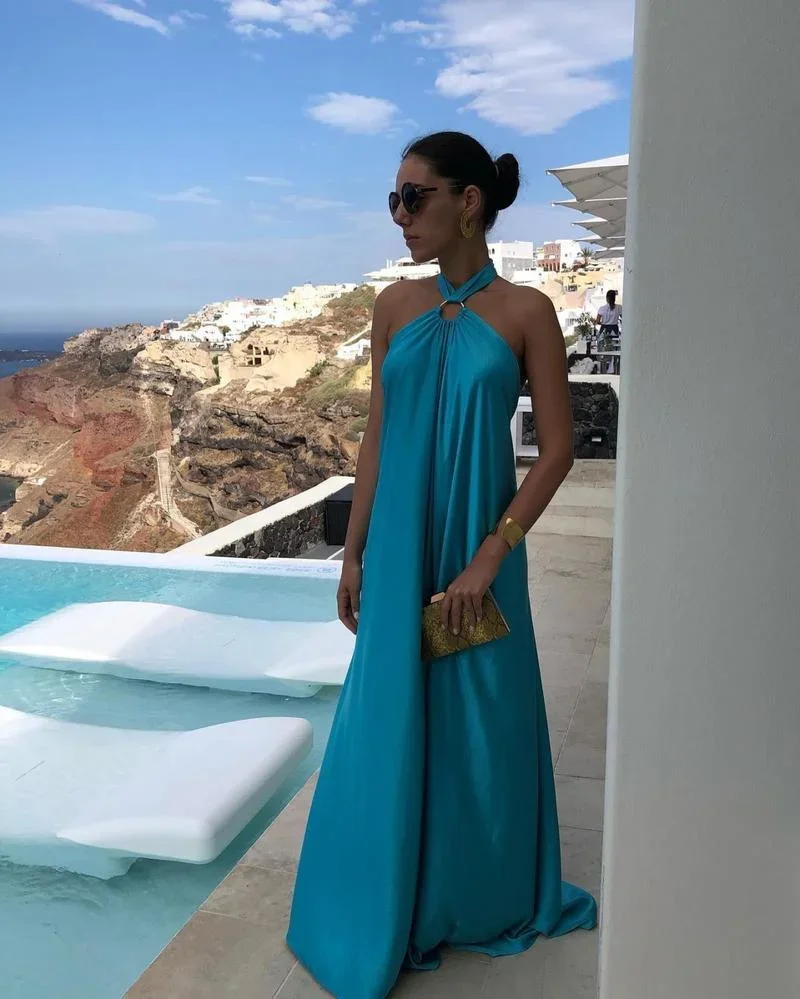 Fashion Women\'s Solid Color Suspender Sexy Dress 2024 Spring and Summer Loose Casual Irregular Hem Mid-length Dresses for Women