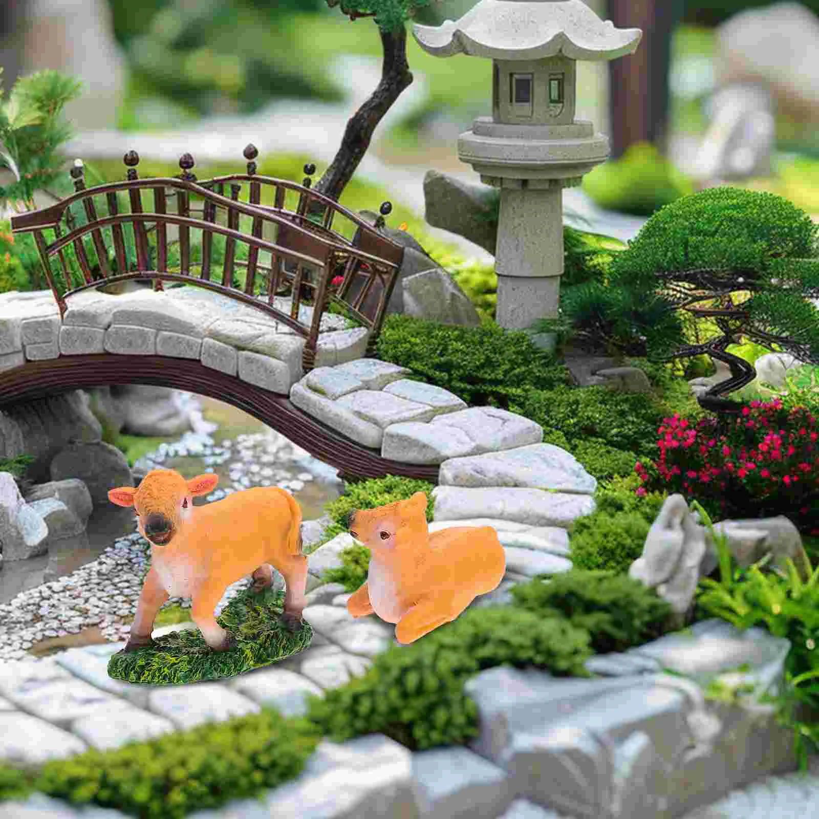 Bonsai Accessories Cow Plushies Micro Landscape Animals Statue Birthday Decoration for Boy