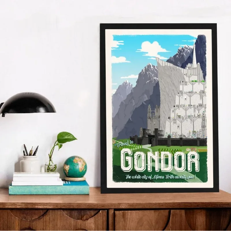 Vintage Middle Earth Travel Poster Harad Mordor Moria Erebor Lord-of-the-Rings Canvas Painting Wall Living Room Home Decor Gift