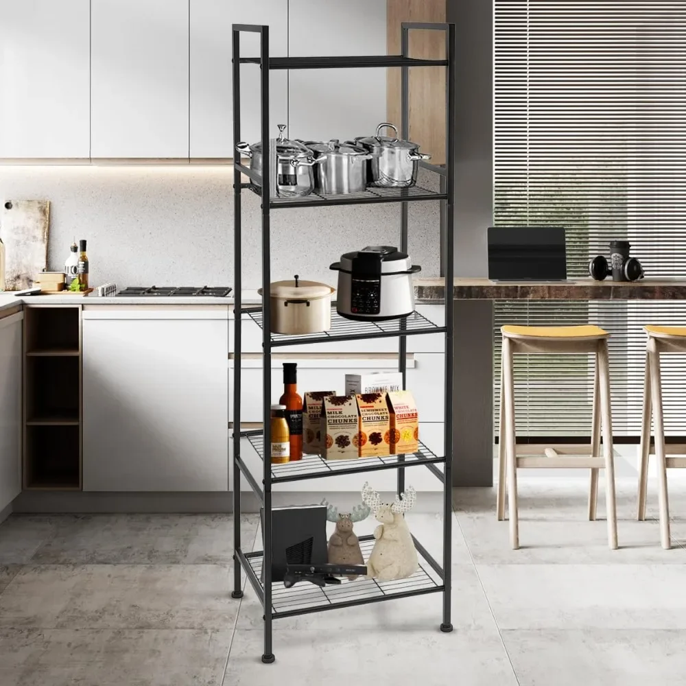 5-Tier Microwave Oven Rack Multi-Layer Kitchen Storage Racks Floor Standing Movable Storages Shelves Bathroom Storage Shelves