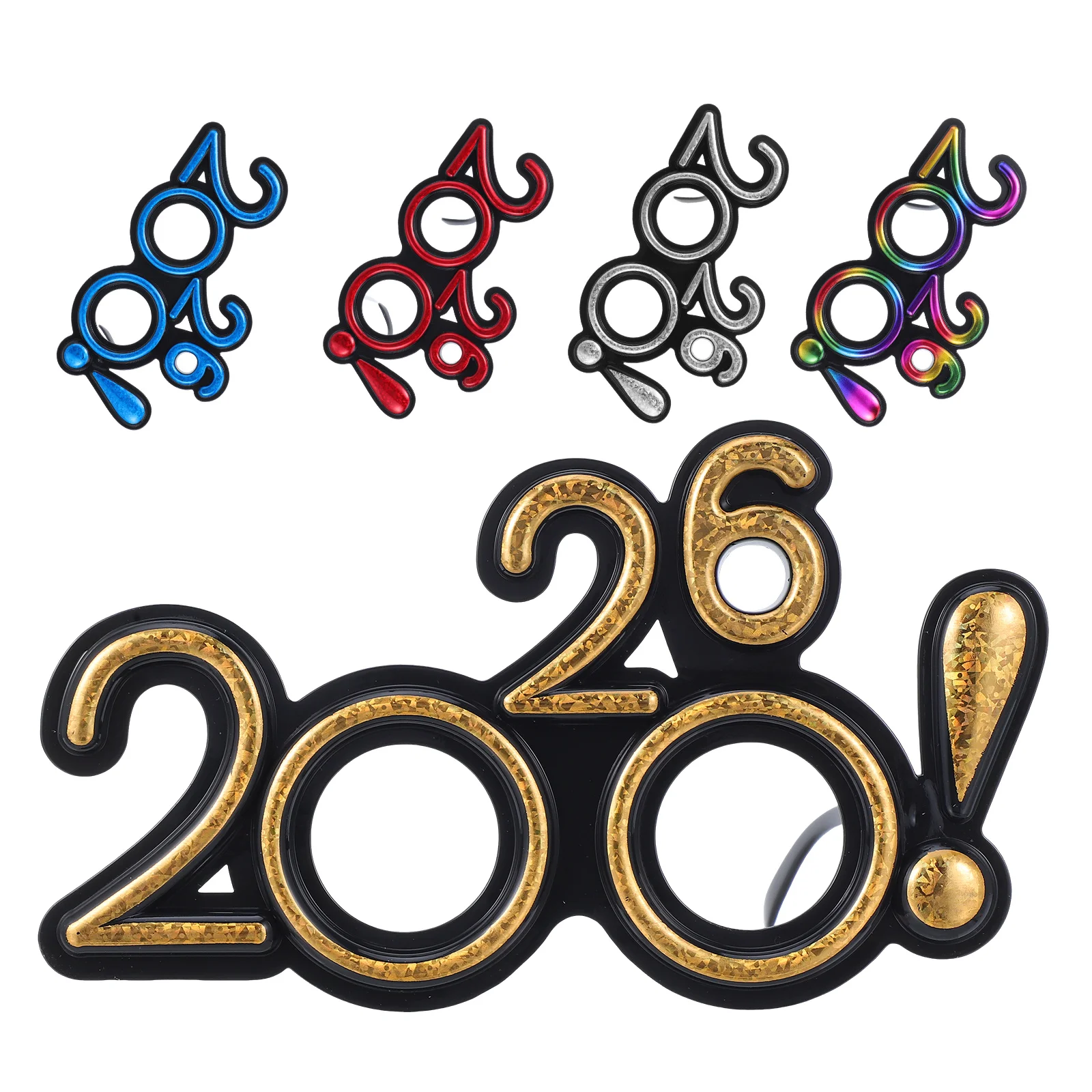 

5Pcs 2026 Eyeglasses Glitter Novelty Plastic Number Glasses Party Photo Booth New Year Eve Celebration Accessories