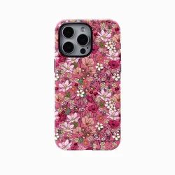 Korean Ins Colorful Pink Flowers Case for IPhone 16 15 14 13 Pro Max 12 11 Pro Plus XR Shockproof Protective Acrylic Film Cover