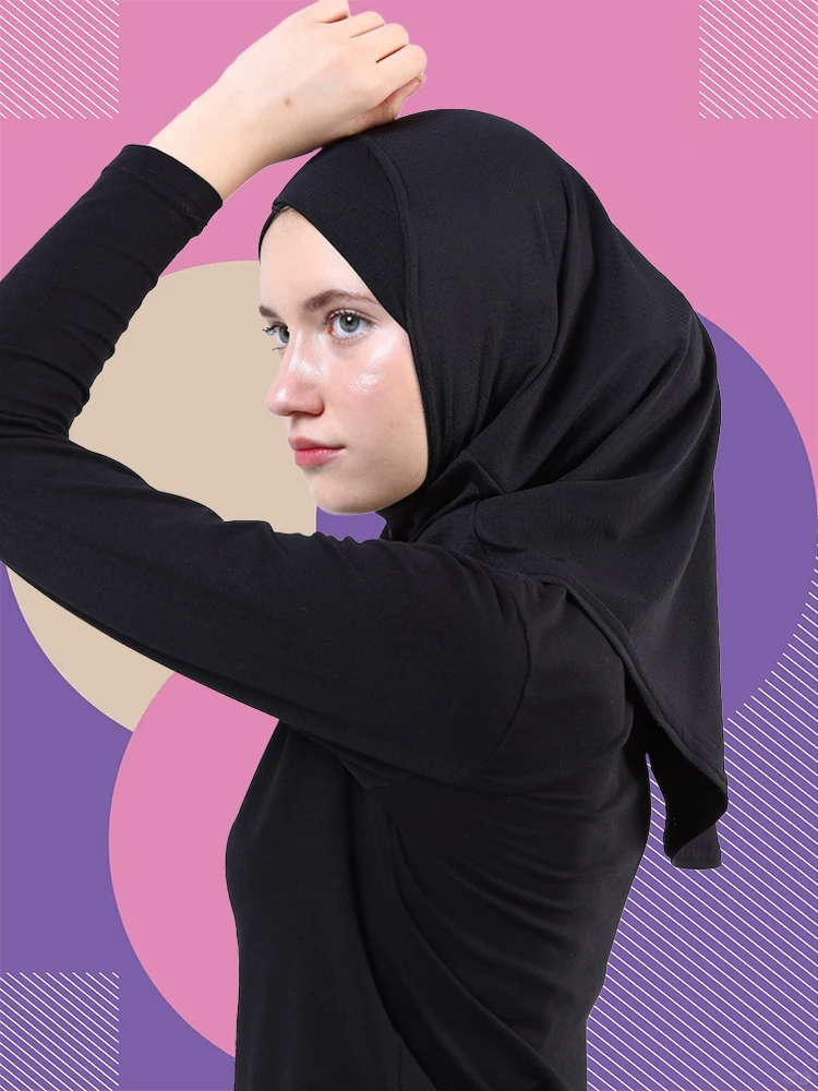 Sporty Muslim Inner Hijabs Plain Breathable Instant Turban Muslim Headscarf Women Caps Islamic Underscarf