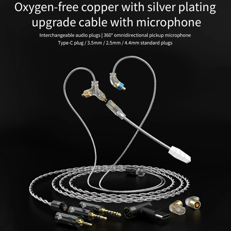 銀製ヘッドフォン ケーブル 2.5 ミリメートル/3.5 ミリメートル/4.4 ミリメートルプラグイヤホン Microp とワイヤーをアップグレード