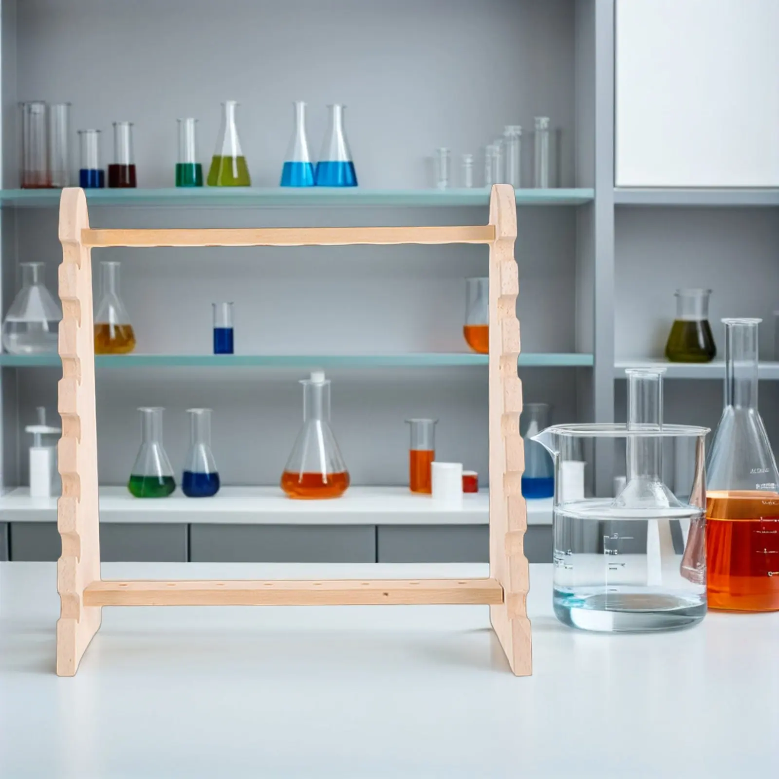

Trapezoidal Wooden Pipette Rack Laboratory Organizer for Test Tubes Graduated Pipettes Droppers Stable Space-Saving Lab