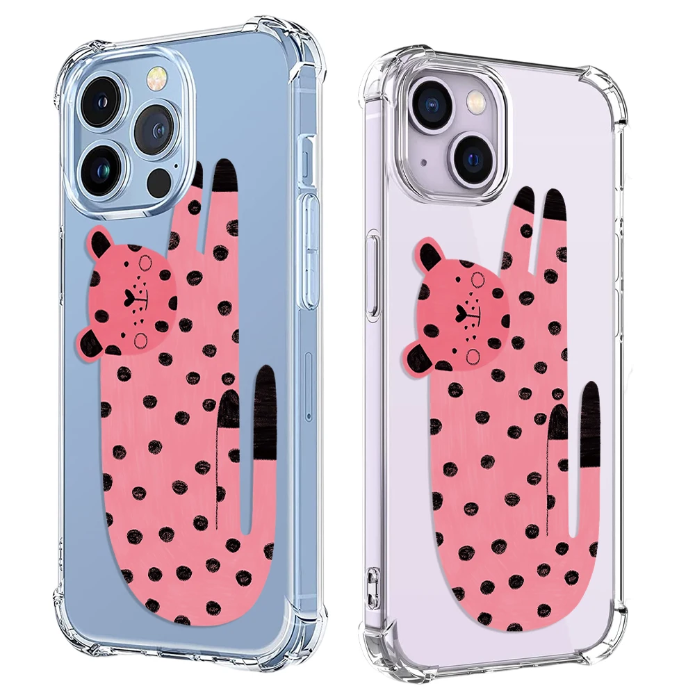 Leopard Tiger Animal Painted Phone Case For iPhone 15 14 13 12 11 Pro X XS XR Max 7 8 Plus SE Mini 20 Soft Clear TPU Back Cover