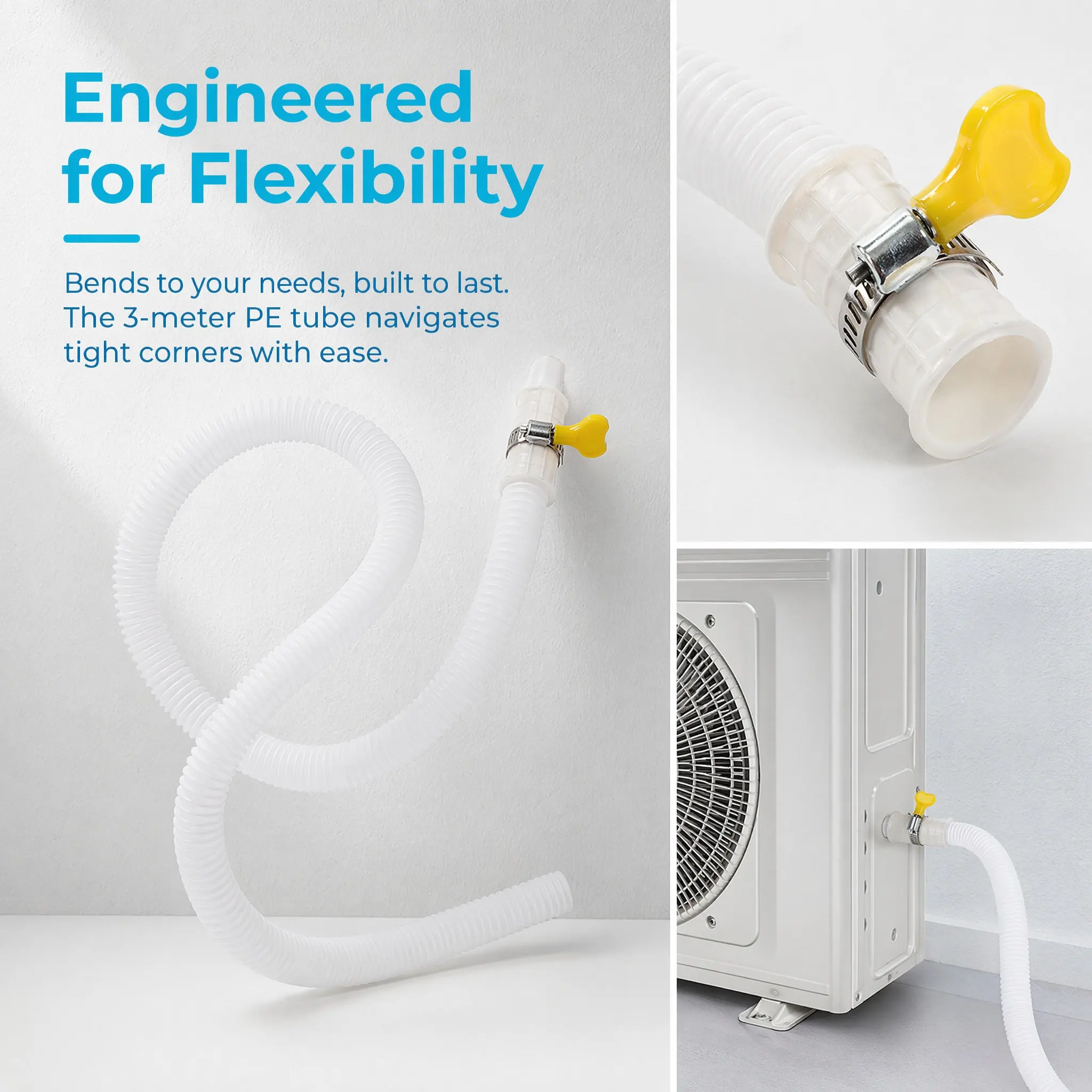 Flexible Air Conditioner Drain Hose Kit Pe ABS Stainless Steel Clamp for Mini Split Ac Drain Pipe Replacement Tube for Unit