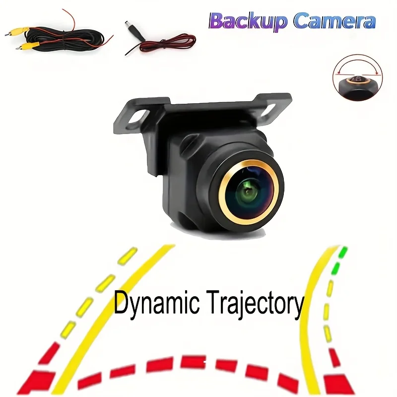 Dynamic Trajectory Camera CCD HD Golden Fish-Eye Lens Night Vision. for Cars SUVs RVs Vans Pickups Truck Backup Camera