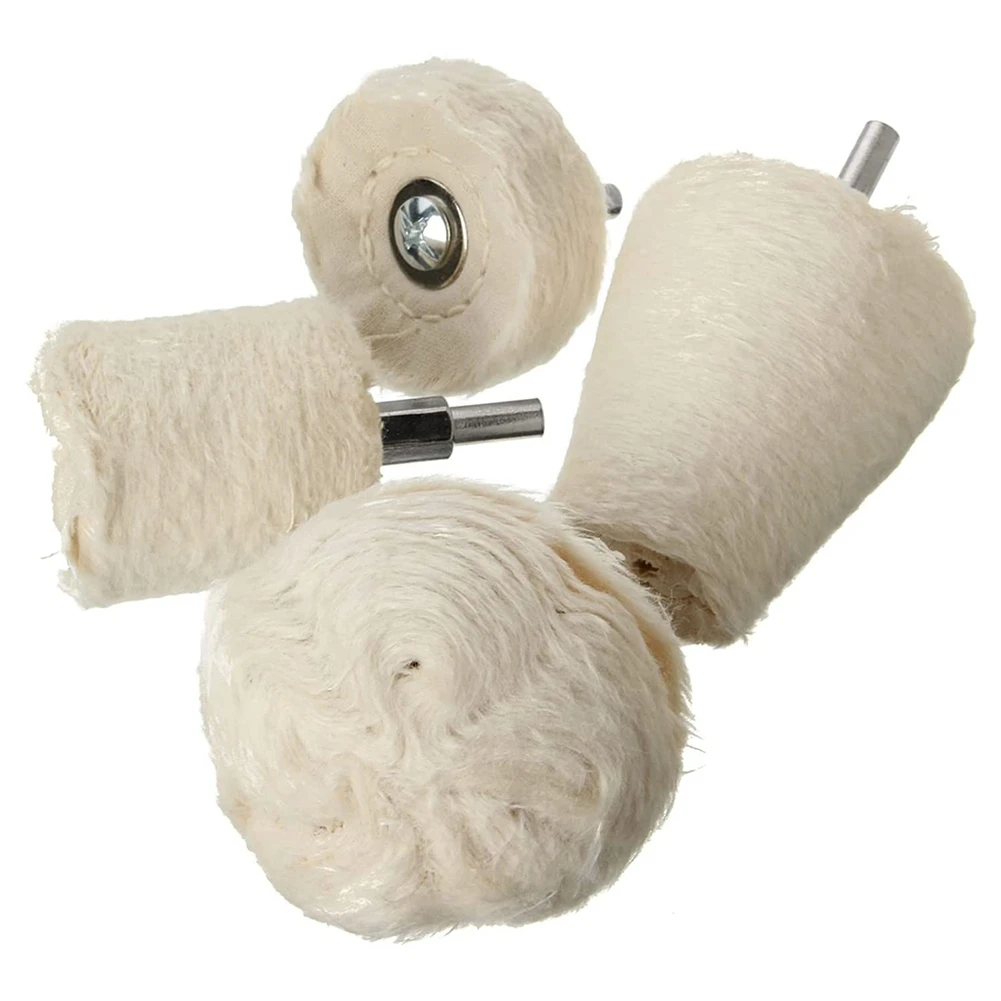 

Y51A-Polishing Wheel For Drill Buffing Pad Wheel Kit 4Pcs White Flannelette Polishing Mop Wheel With 1/4Inch Hex Shafts