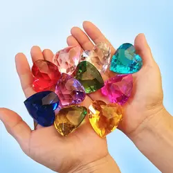 10PCS 40MM Heart Large Toy Gems Pirate Treasure Jewels Party Favors Goodie Bag Fillers Gifts For Birthday Christmas Halloween