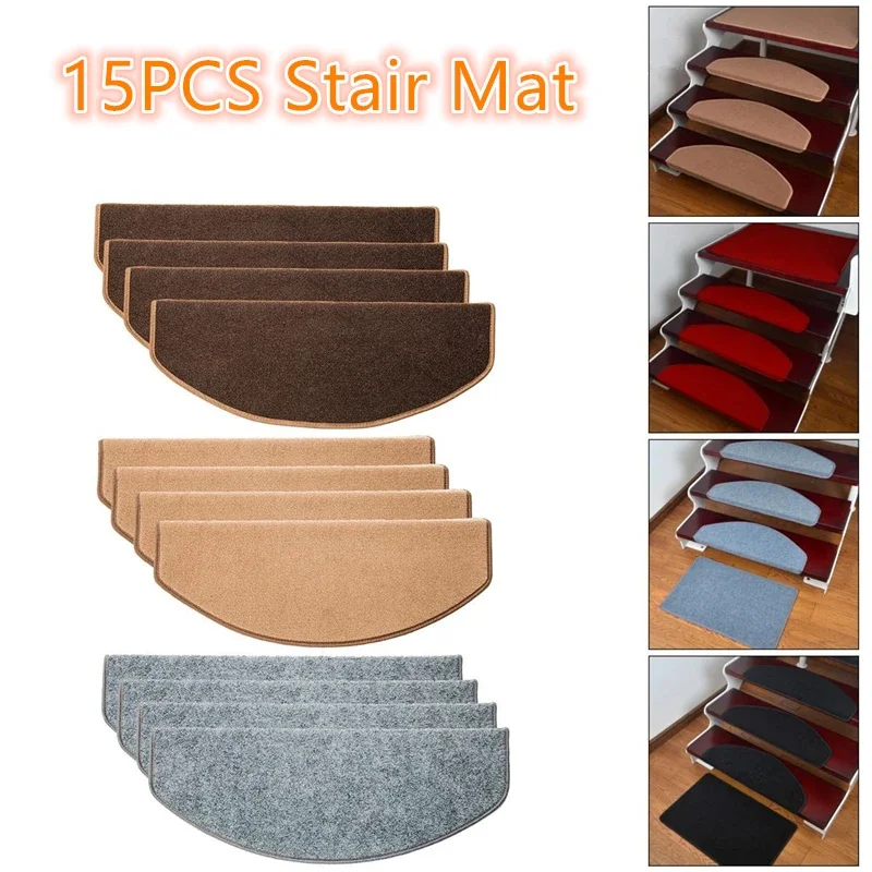 Imagem -04 - Auto-adesivo Stair Tread Carpet Stair Mat Anti-skid Tapetes Segurança Mute Floor Mats Interior Almofada Quente 55x21 15 Pcs