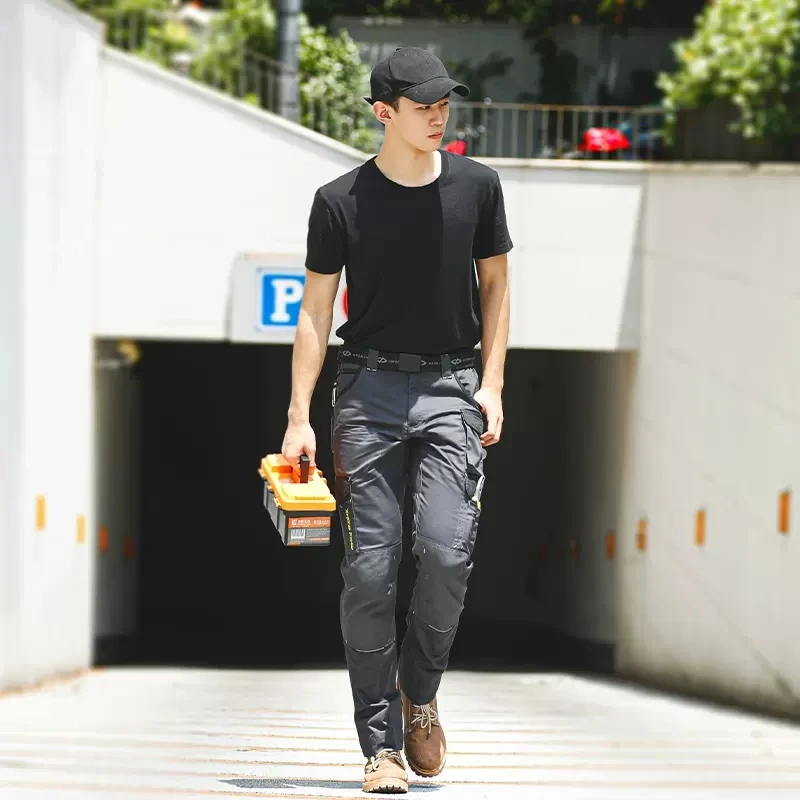 Work Pants with Pockets Spring Autumn Cargo Pants Man Workwear Trouser Construction Labor Uniform Electric Work Wear