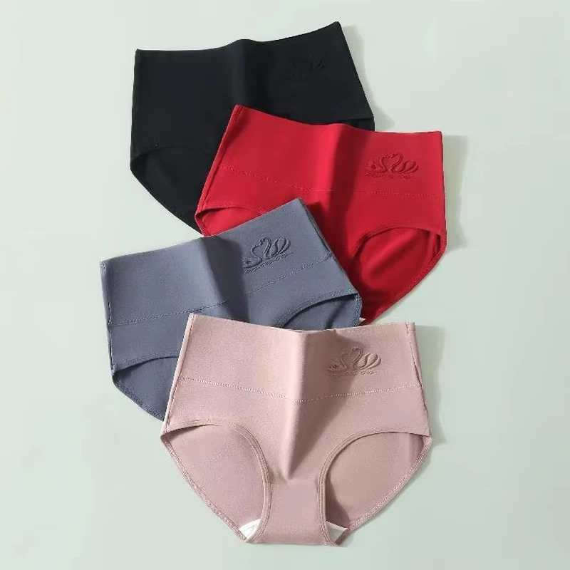 4Pcs/Set Women's Cotton Panties High Waist Body Shaper Underwear Breathable Underpants Soft Panty Slimming Female Briefs S-XXL