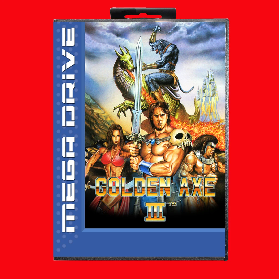 Golden Axe III MD Game Card with EUR Box for 16 Bit Sega Megadrive Genesis system