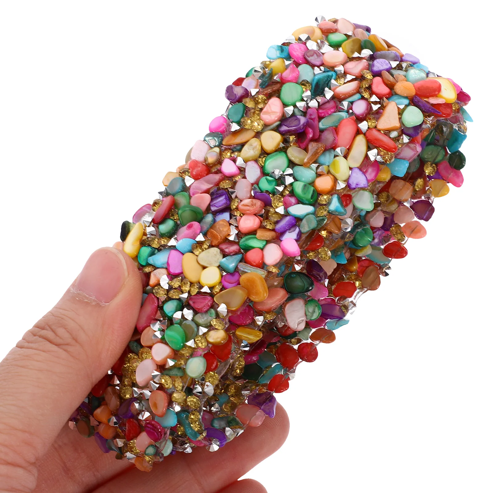 

1 Meters Colorful Rhinestone Shell Trim Bling Ribbon Sewing Iron On Applique Dress Sash Diy Bags Shoes Embellishment 3.5Cm Width