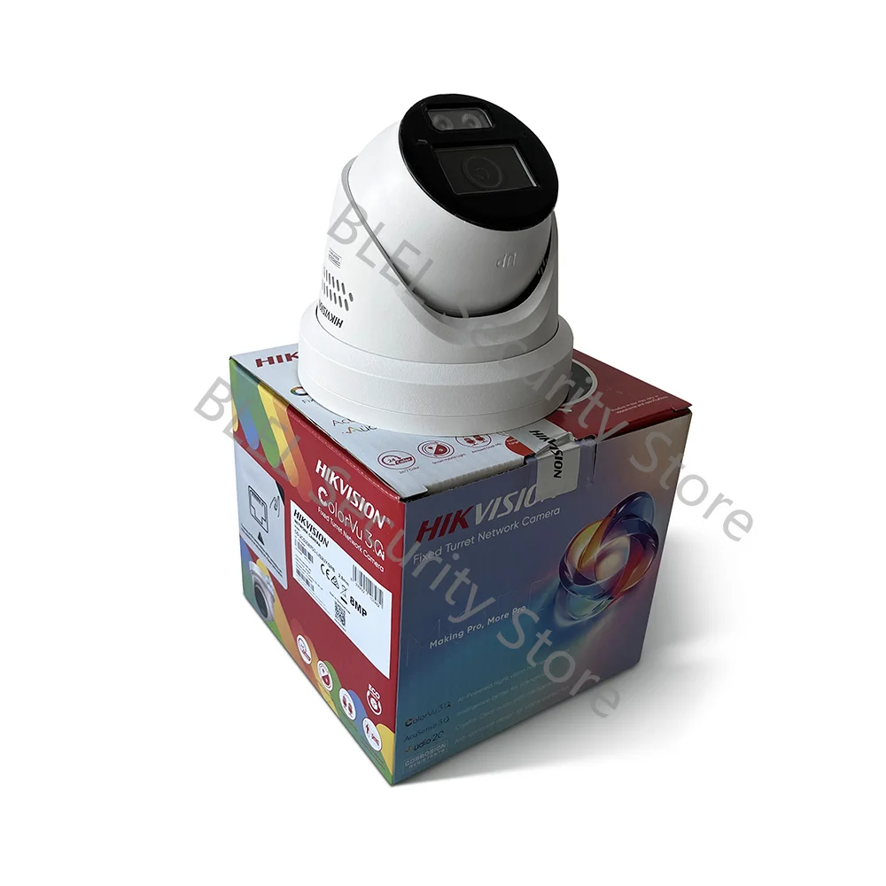 Hikvision 8MP Câmera IP DS-2CD2387G3-LIS2UY/SRB Luz Híbrida Inteligente com ColorVu Torre Fixa Câmera de Rede Sistema CCTV 4K POE