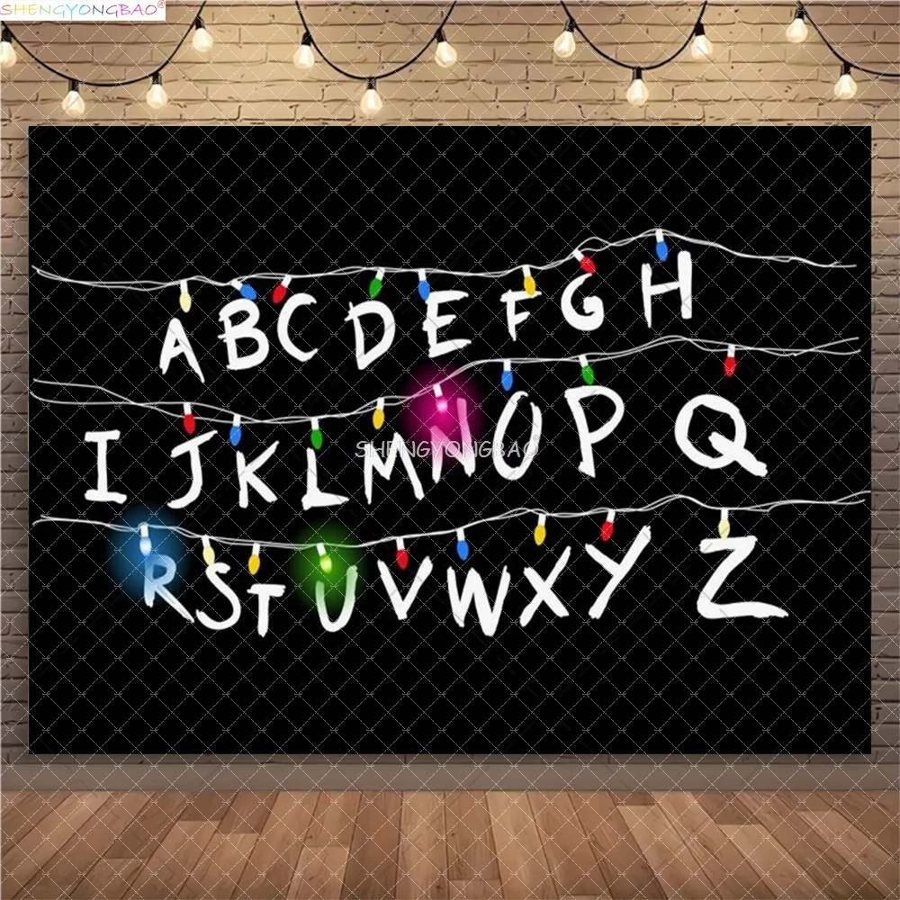 

American TV Stranger Luminous Letter Photography Backdrops Prop Alphabet Light Baby Gift Birthday Party Background ZZ-02