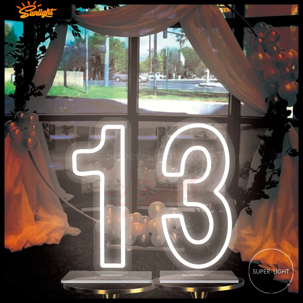 Numero LED personalizzato 0 1 2 3 4 5 6 7 8 9 segni 50cm Light Up Birthday Wedding Party Decor primo compleanno numeri lampada regalo per bambini