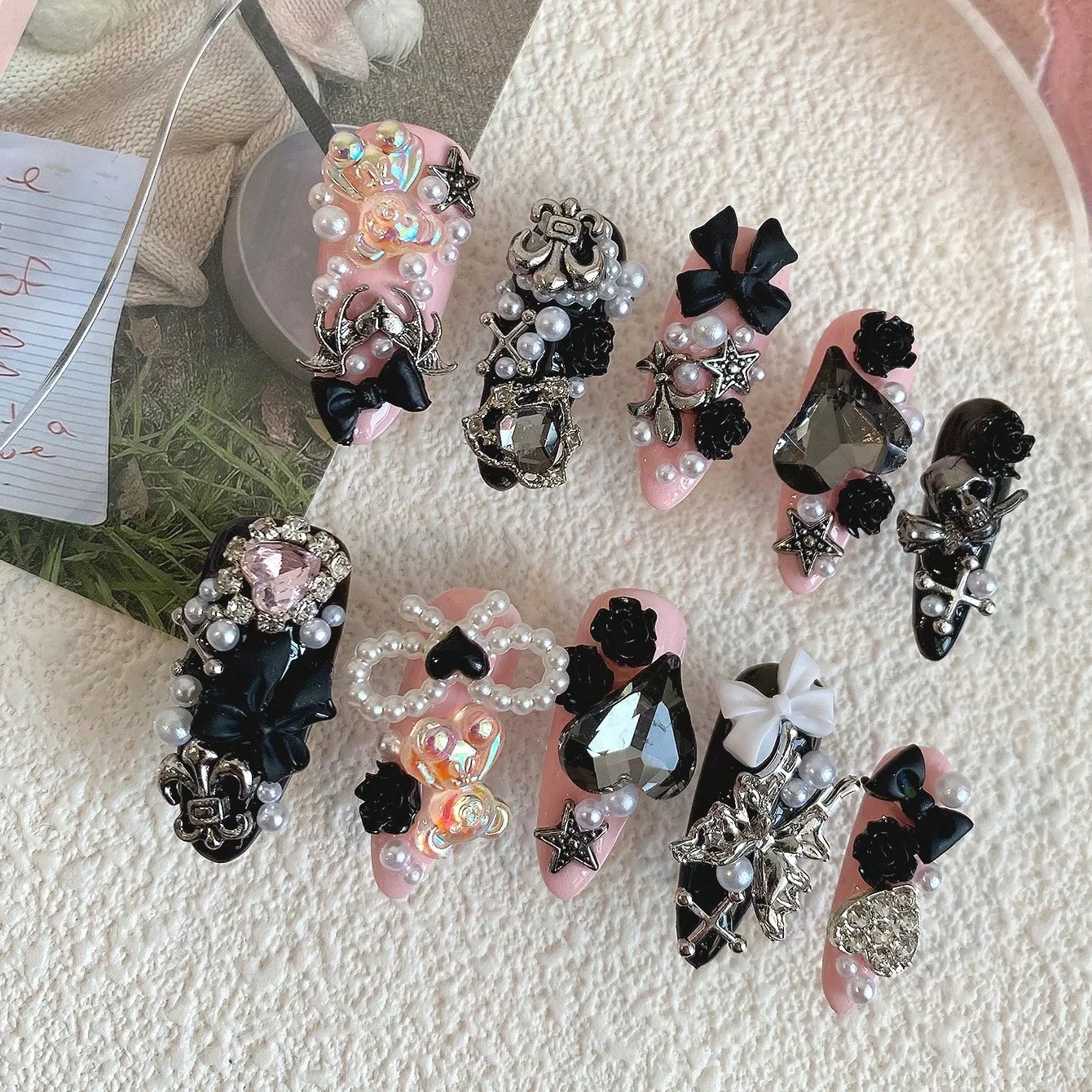 10個入り ロングコフィン ピンクブラック ゴシックローズク - Nail Art Gothic のレビューと価格
