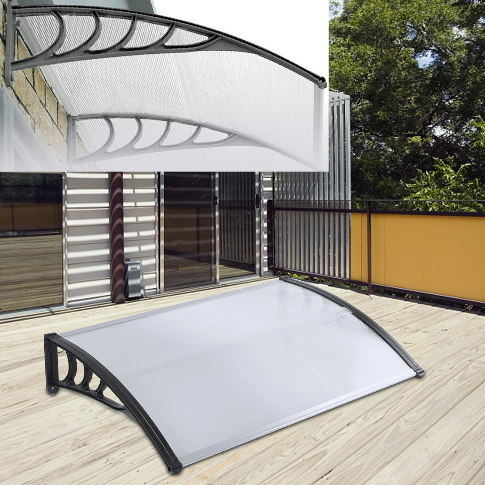 Waterproof Outdoor Awnings 1.2/1.5/2m Door Canopy Awning Front Back Patio Porch Shade Shelter Rain Durable