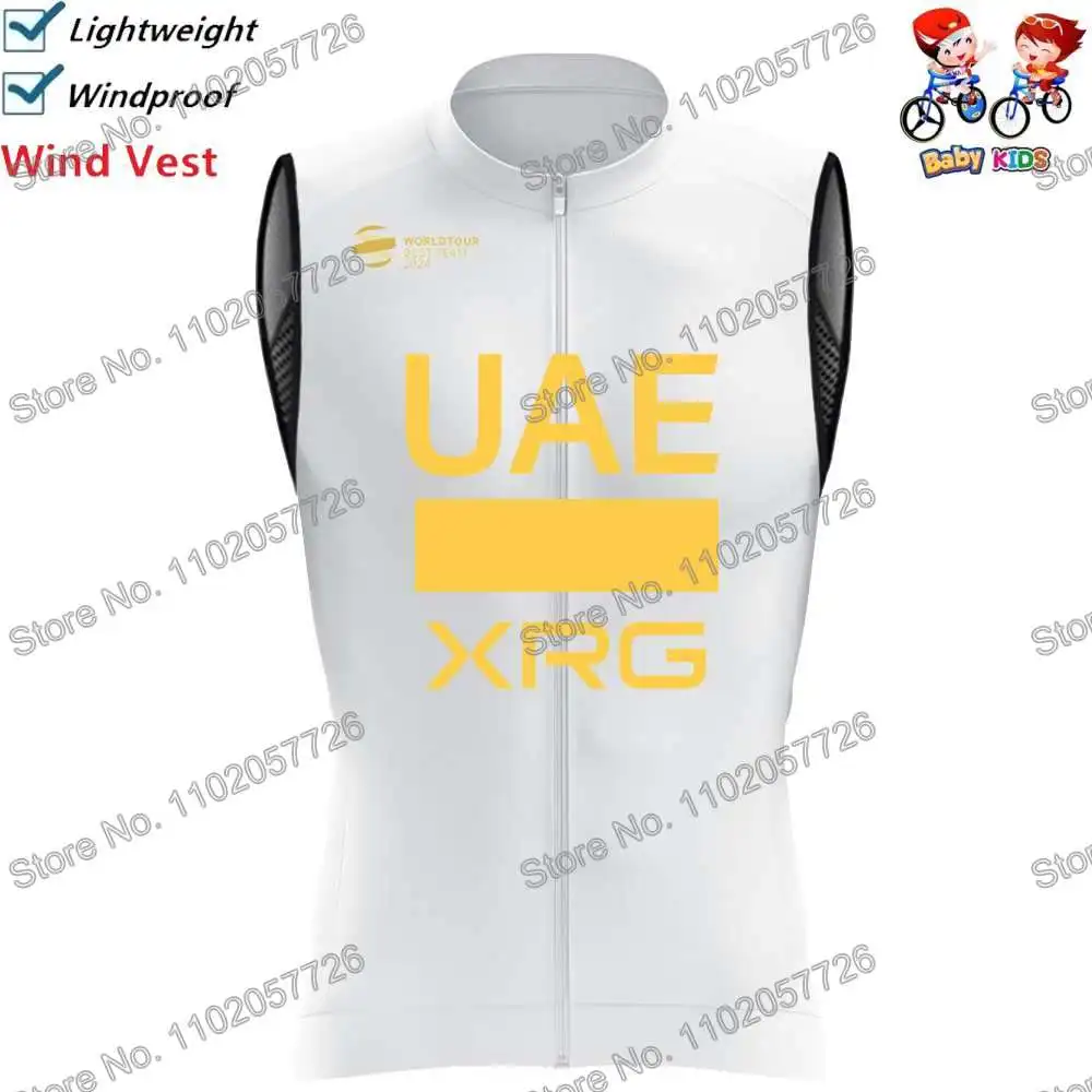 الأطفال UAE Team 2025 بطل العالم  سترة ركوب الدراجات سترة واقية من الرياح صيف سترة واقية من الرياح الأولاد قميص ركوب الدراجات على الطرق بدون أكمام دراجات جبلية بنات سترة ركوب الدراجات ملابس رياضية