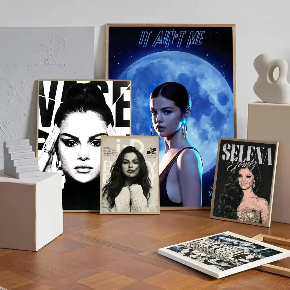 Upgraded Entertainment S-Selena GomezS Poster Wall Art Painting For Home Room Decoration Bedroom Wall Decor Waterproof Posters
