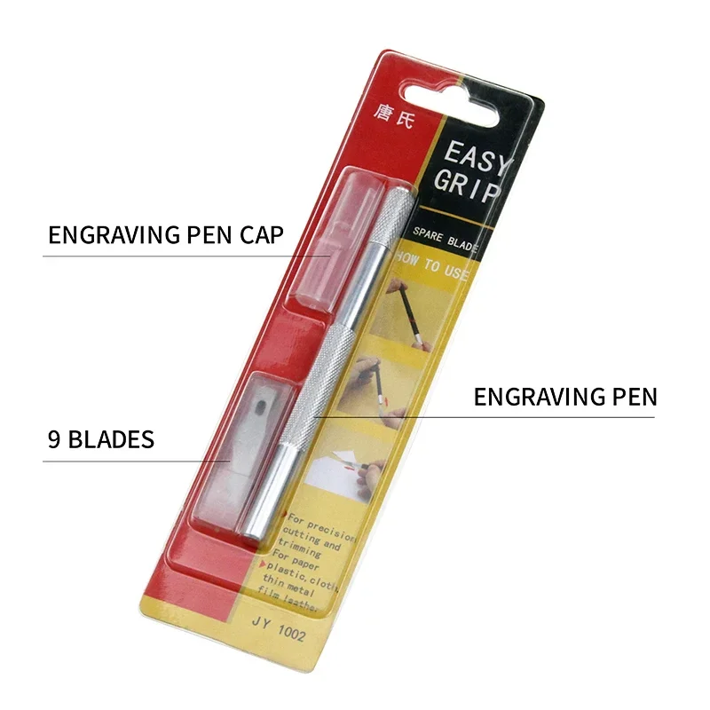 Dropshipping Metalen Handvat Scalpel 9 Blades Mes Hout Papier Cutter Craft Pen Messen Graveren Mes Diy Reparatie Handgereedschap