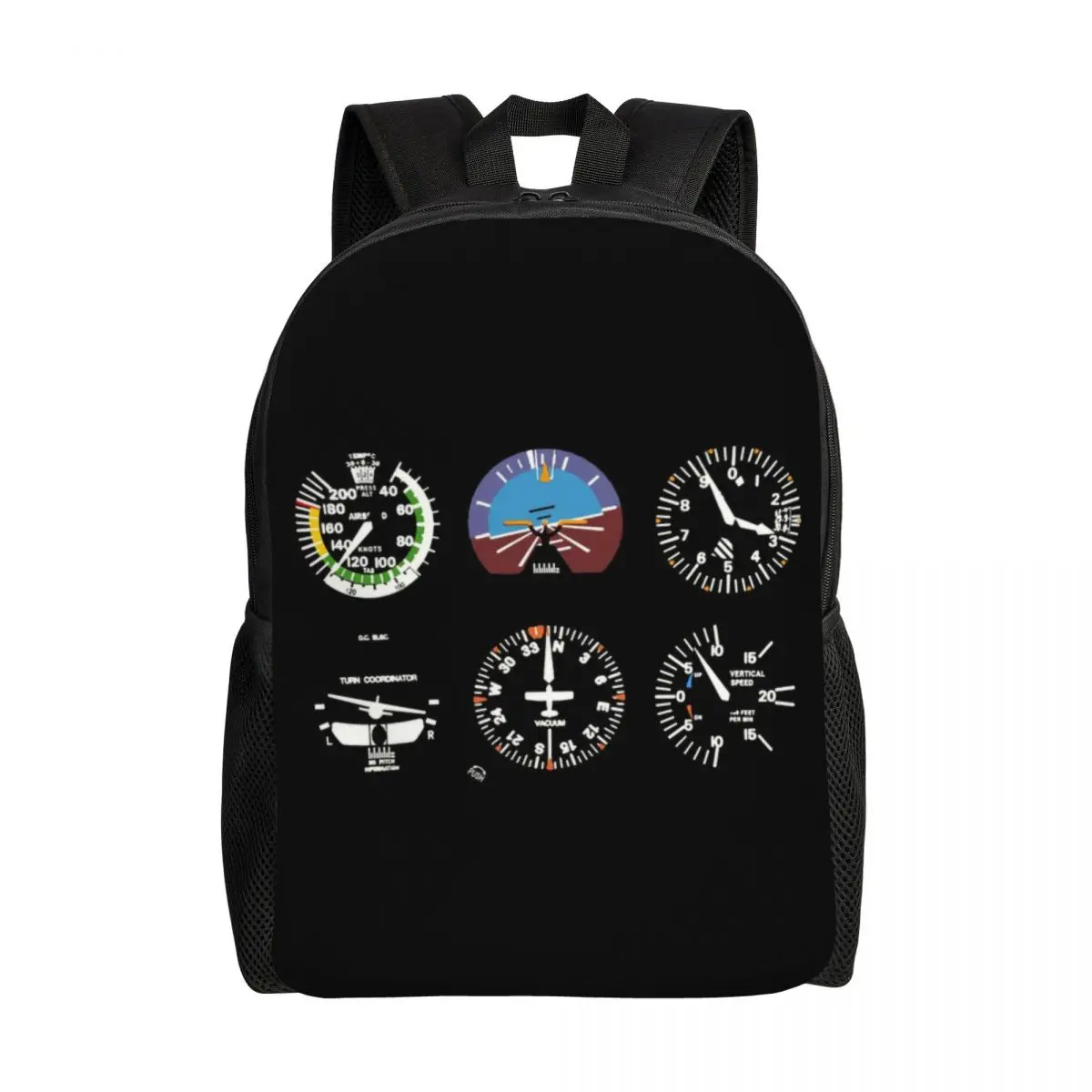 Custom Cockpit Six Dials Flight Simulator Pilot Laptop Backpack Women Men Basic Bookbag College Students Airplane Aircraft Bags