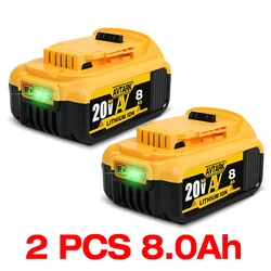 Batería de iones de litio de repuesto para DeWalt DCB205, DCB201, DCB203, 18V/20 voltios máx. 6,0 Ah, 8,0 Ah